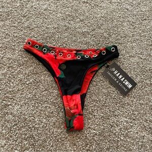 La Hana Swim bikini bottoms swim rose print grommet medium beach resort vacation